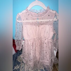 SHEIN Pink Starry Kids Formal Dress